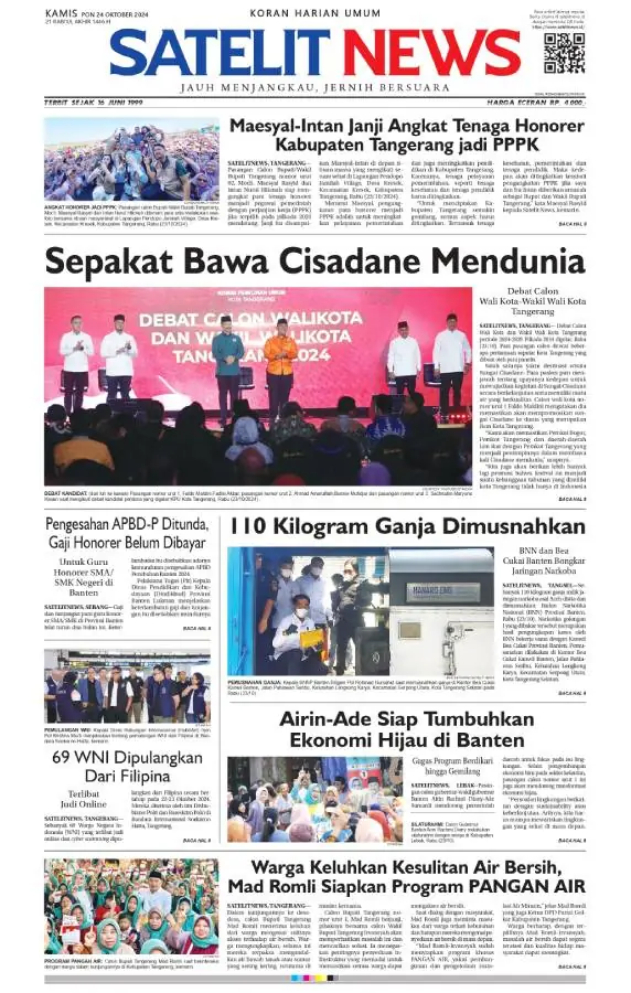 Koran Satelit News Edisi Kamis, 24 Oktober 2024